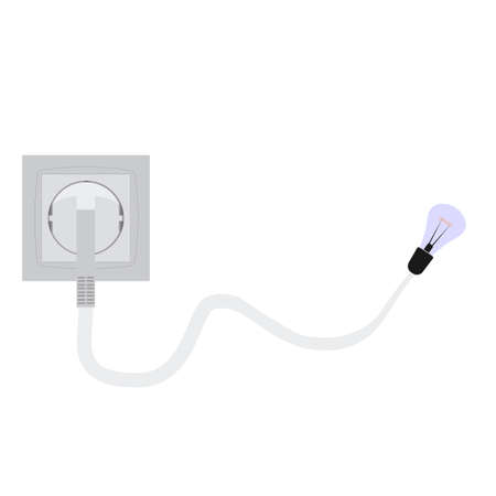 Connecting a light bulb. Electrical outlet, vector illustrationのイラスト素材