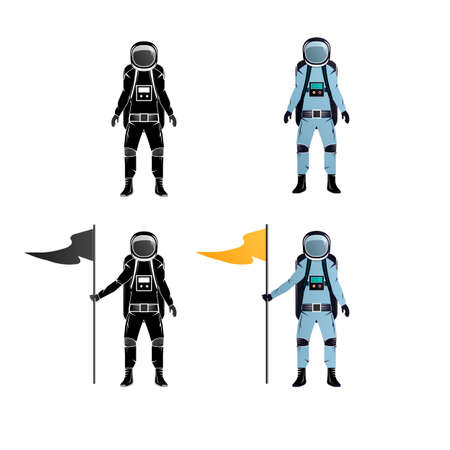 Astronaut. Spaceman with a flag, vector illustrationのイラスト素材