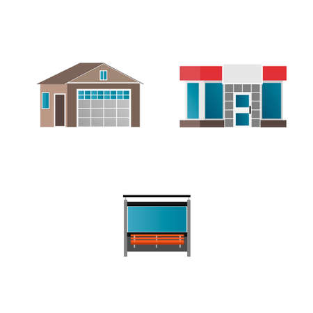 Buildings in the city. Buildings Workshop, vector graphicsのイラスト素材