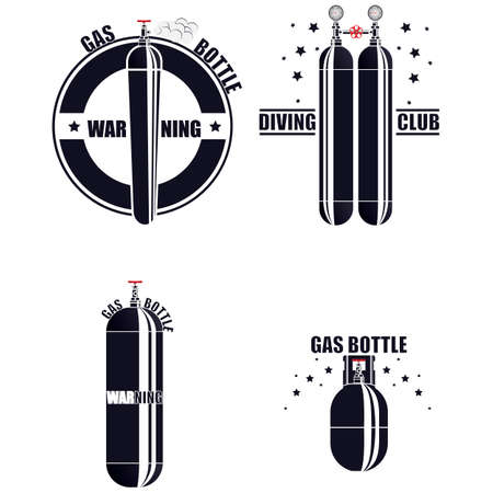 Gas bottle  . Gas cylinder and diving equipment. Vector illustrationのイラスト素材