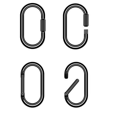 Carabineer. Metallic carabineer. Vector illustrationのイラスト素材