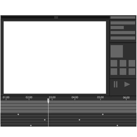 Video editing program. Video player. Video editing. Vector illustrationのイラスト素材