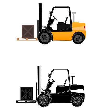 Forklift truck. Cargo transportation. Vector illustrationのイラスト素材