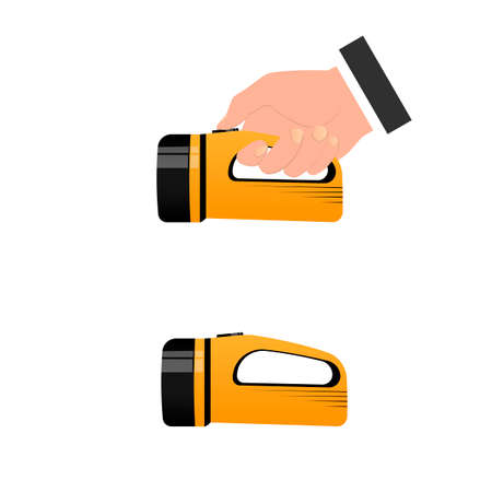 Flashlight in hand. Flashlight Vector illustrationのイラスト素材