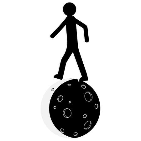 A man walks on the moon. The silhouette of a man. Vector illustrationのイラスト素材