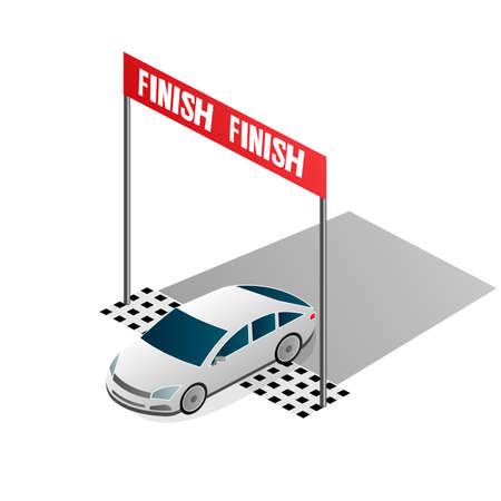 Auto racing. The sports car finishes. Vector illustrationのイラスト素材