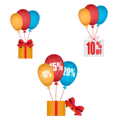 Balloons with a gift. Advertising. Vector illustrationのイラスト素材