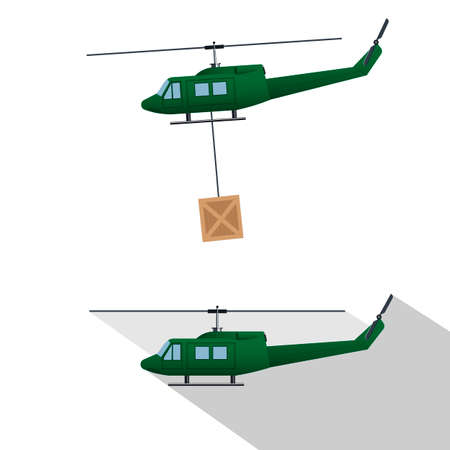 Helicopter Delivery of cargo. Transportation, vector illustrationのイラスト素材