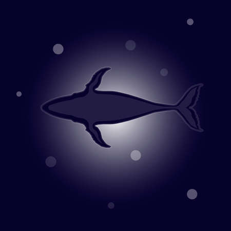 The Silhouette of a whale in the ocean. Vector illustrationのイラスト素材