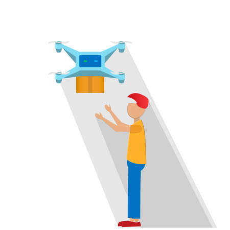 Quadcopter. Air delivery. Vector illustrationのイラスト素材