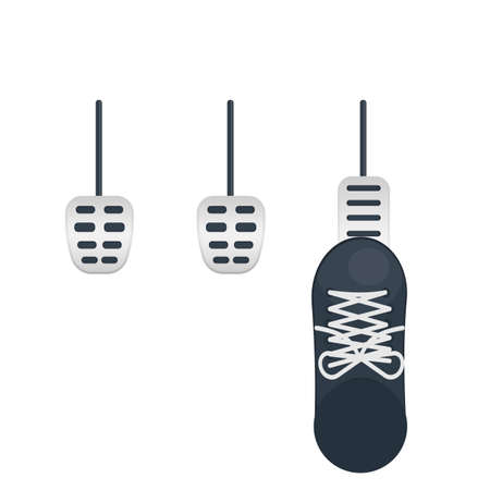 Car pedal. Press the pedal with your foot. Brakeのイラスト素材