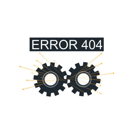 Error 404 message. Mechanism, vector illustration