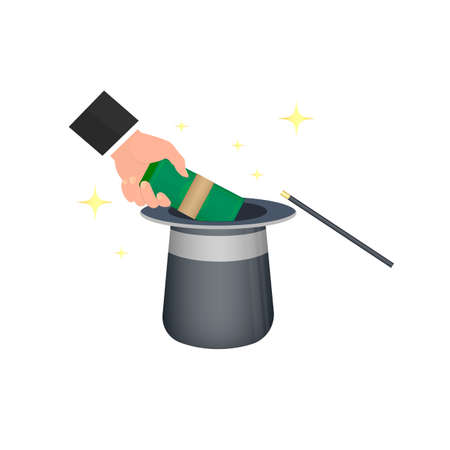 Profit Capital. Magic hat, vector illustrationのイラスト素材