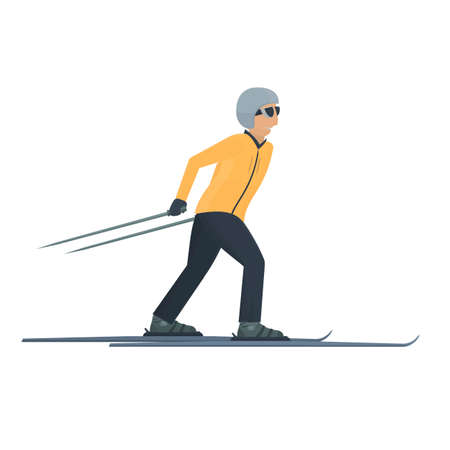 Skier. Skiing, vector illustration. Sportsmanのイラスト素材
