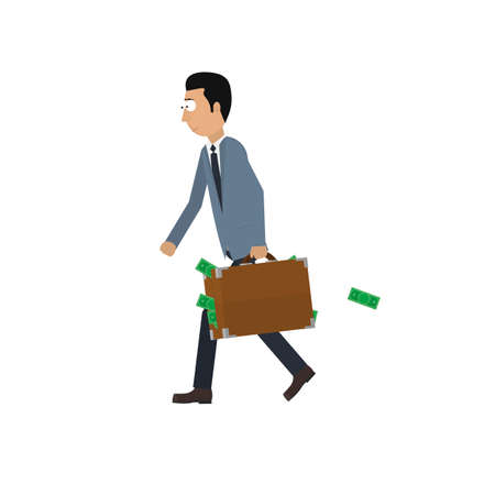 Rich man. Businessman with a suitcase of money, vector illustrationのイラスト素材
