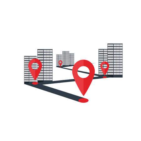 Location in the city. Tourist route. Placemark, vector illustrationのイラスト素材