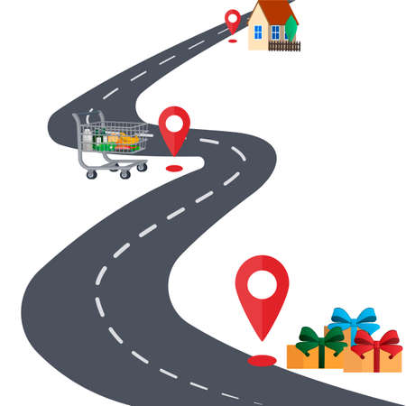 Location. The route of the road, vector illustrationのイラスト素材