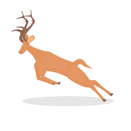 Deer. Running reindeer, vector illustrationのイラスト素材