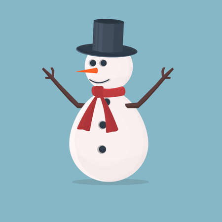 Snowman. Christmas snowman in a hat, vector illustrationのイラスト素材