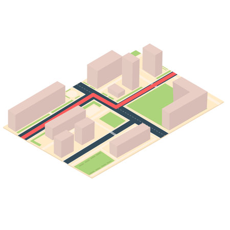 Route on the map diagram. Location, vector illustrationのイラスト素材