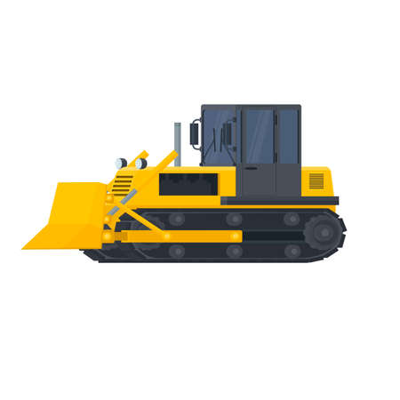 Bulldozer. Crawler tractor, vector illustrationのイラスト素材