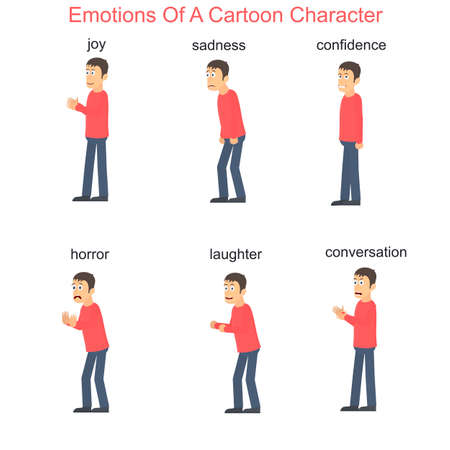 Emotions of a cartoon character, vector illustrationのイラスト素材