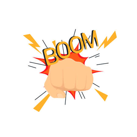 Punch. Cartoon boom, vector illustrationのイラスト素材