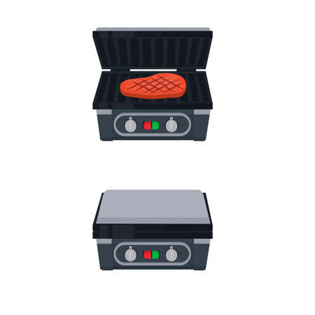 Electric grill. Frying meat, vector illustrationのイラスト素材