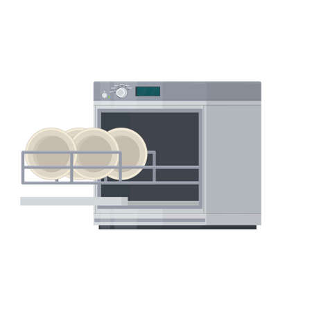Dishwasher. Washing dishes, vector illustrationのイラスト素材