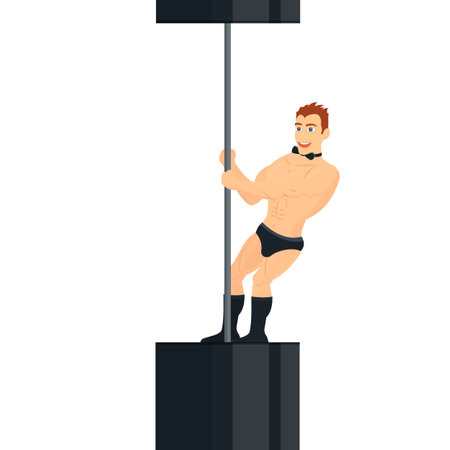Stripper man. Pole dance, vector illustrationのイラスト素材