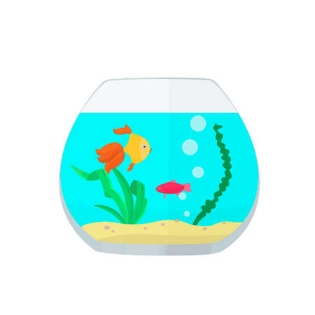 Aquarium with fish. Beautiful fish, vector illustrationのイラスト素材