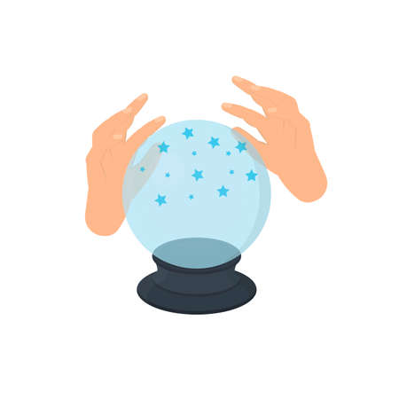 Divination on a magic ball. Crystal ball, vector illustrationのイラスト素材
