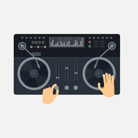 DJ music mixer. Turntable, vector illustrationのイラスト素材