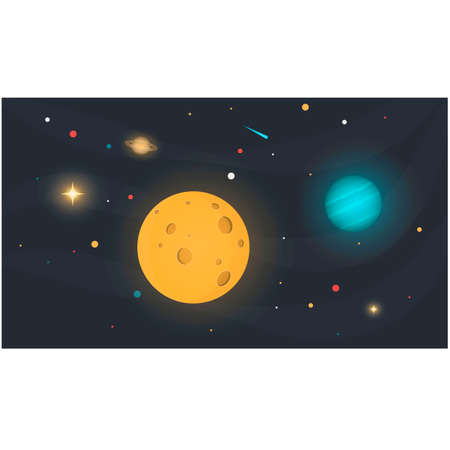 cartoon space background. space panorama landscape