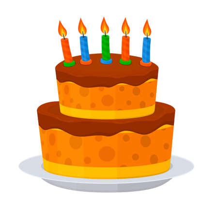 birthday cake. Cake with festive candles, vector illustration