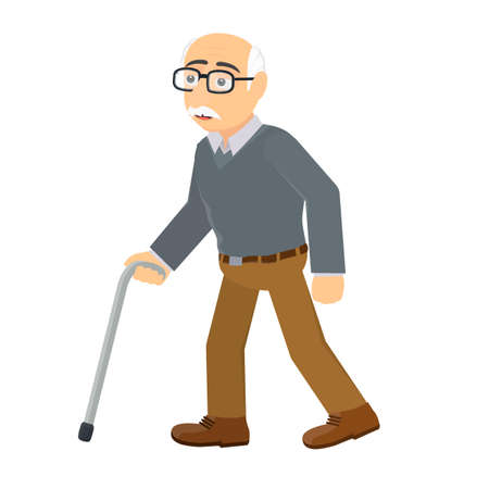 Old man with a cane. An elderly man, vector illustrationのイラスト素材