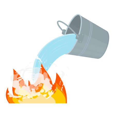 fire fighting. Bucket of water to extinguish a fire, vector illustrationのイラスト素材