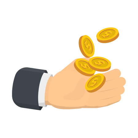 Hand with dollar coins. Shake the money, vector illustrationのイラスト素材