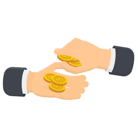 Hands giving money. Pay with money, vector illustrationのイラスト素材