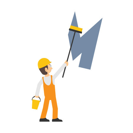 cleaner. Cleaning with a mop, vector illustrationのイラスト素材