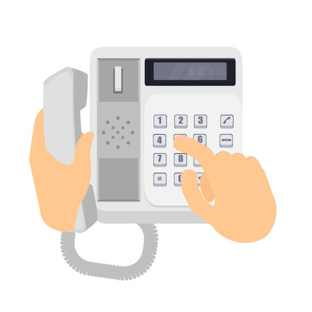 Dial a number on the phone. Make a phone call, vector illustrationのイラスト素材