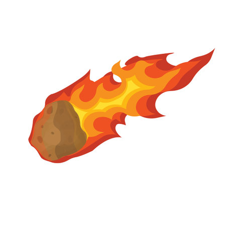 meteorite. Flaming asteroid, vector illustrationのイラスト素材