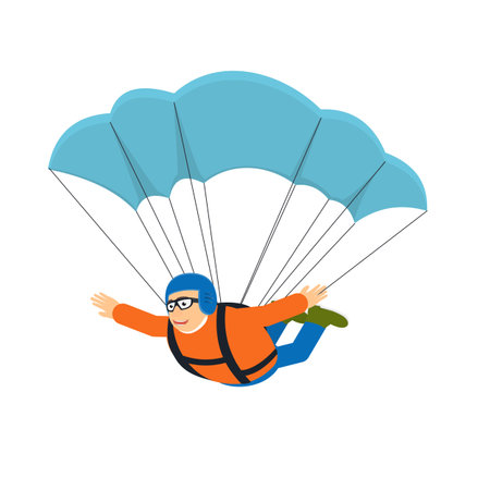 parachutist. Man jumping with a parachute, vector illustrationのイラスト素材