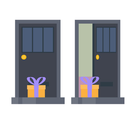 gift delivery. Holiday box delivery, vector illustrationのイラスト素材