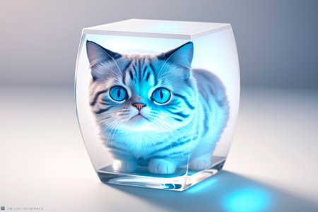 Cat in a frozen crystal. Generative AIの素材