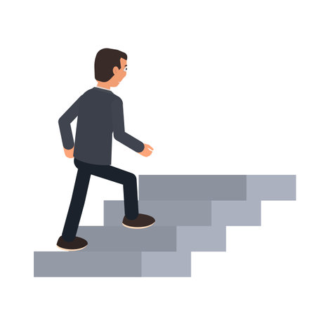 Businessman climbs the stairs. Career achievements, vector illustrationのイラスト素材