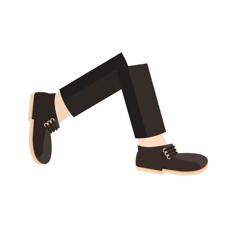 Men's legs. Walking in boots, vector illustrationのイラスト素材