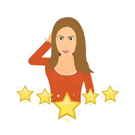 Rating of a woman. Star rating of popularity, vector illustrationのイラスト素材