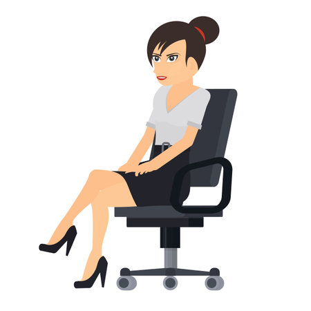 Woman in an office chair. Beautiful businesswoman, vector illustrationのイラスト素材