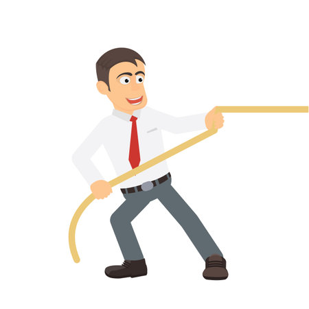 Man pulling a rope. Tug of war, rivalry, vector illustrationのイラスト素材